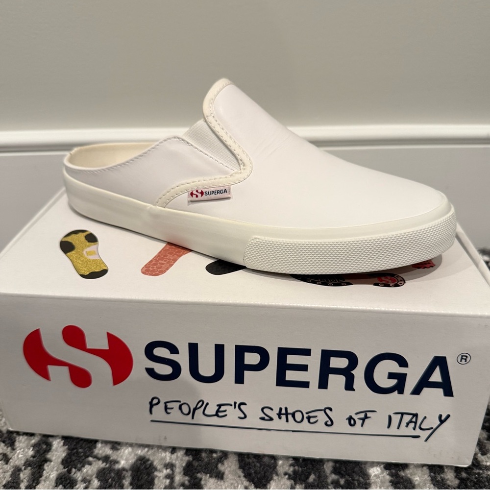 NIB Superga Mules white 7.5 SOLD OUT